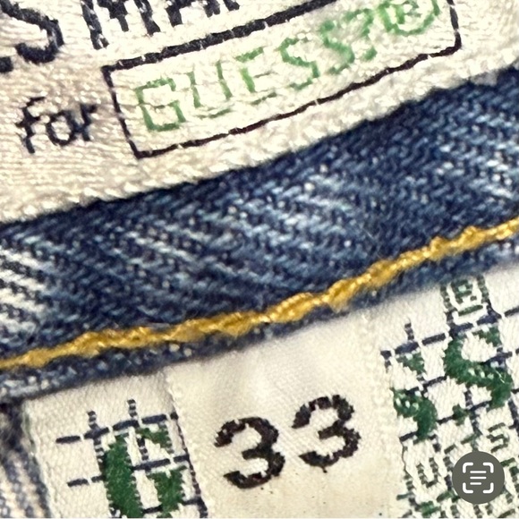 ๐๐ผ GUESS Marciano Vintage 80s Acidโ Wash Menโs Jeans Sz 33/26 Short USA Denim - Picture 4 of 6